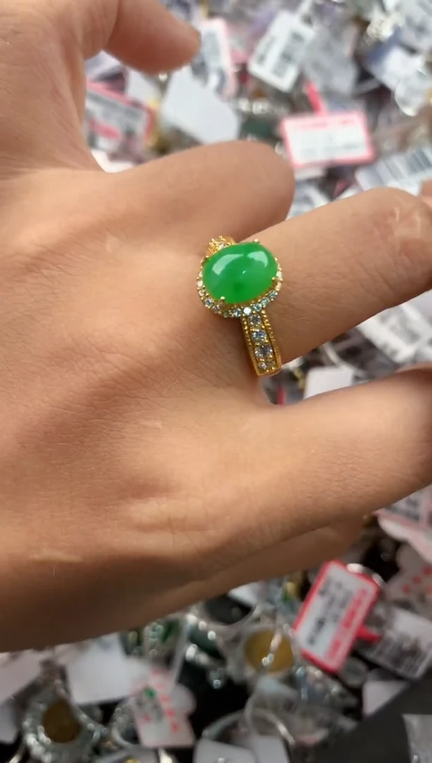 银S925镶嵌戒指翡翠7777----8