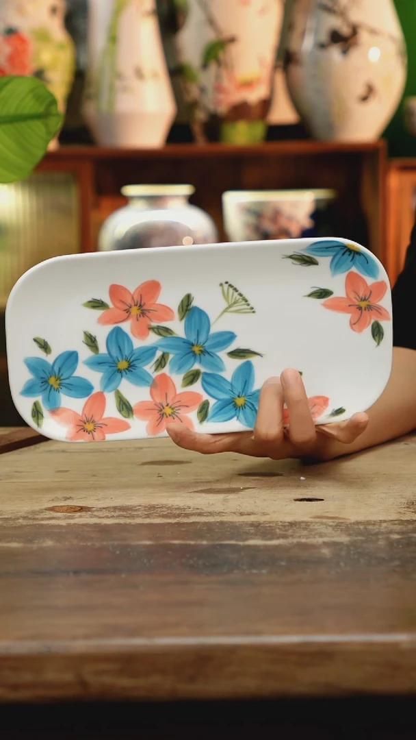 摆件 景德镇纯手工釉下彩精品花瓶