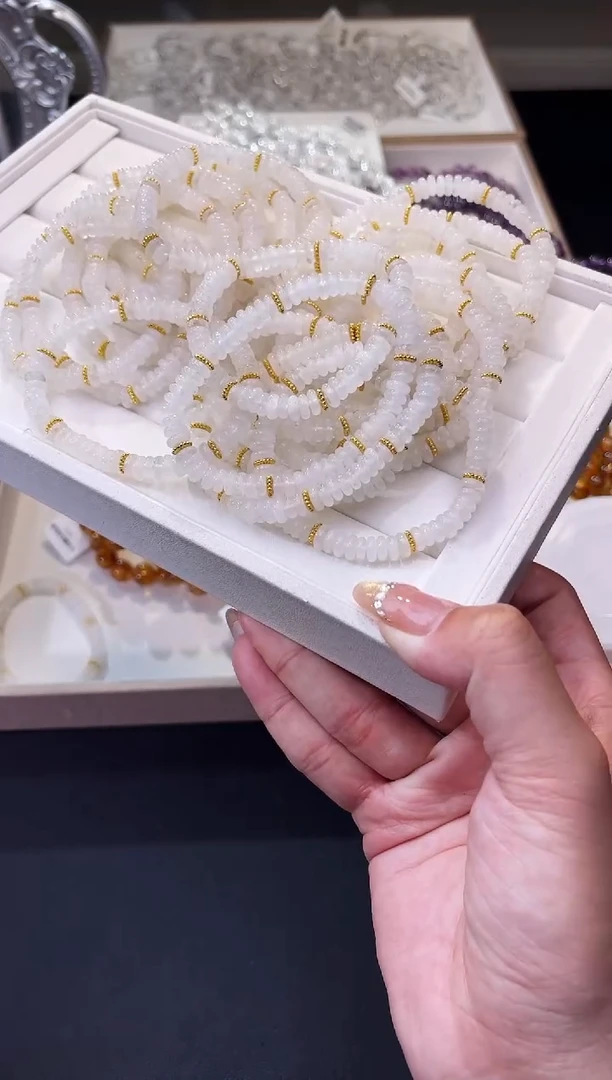 【闪购商品】水晶/未镶嵌算盘珠白水晶diy手串