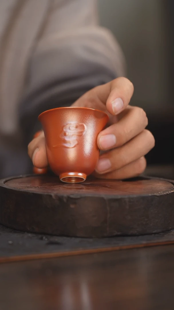 【闪购商品】杯151柴房陶瓷丨金红祥云单杯