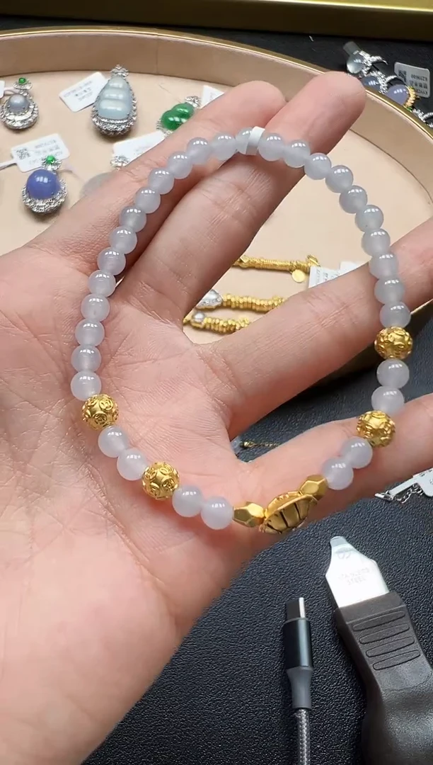 足金镶嵌手链翡翠KDF0910-090