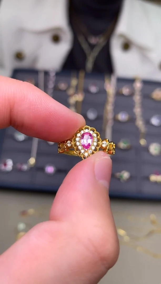 戒指蓝宝石银S925镶嵌戒指