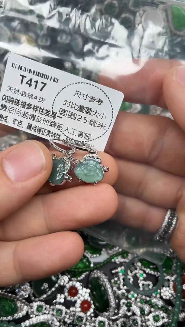 颈饰未镶嵌翡翠T417耳扣