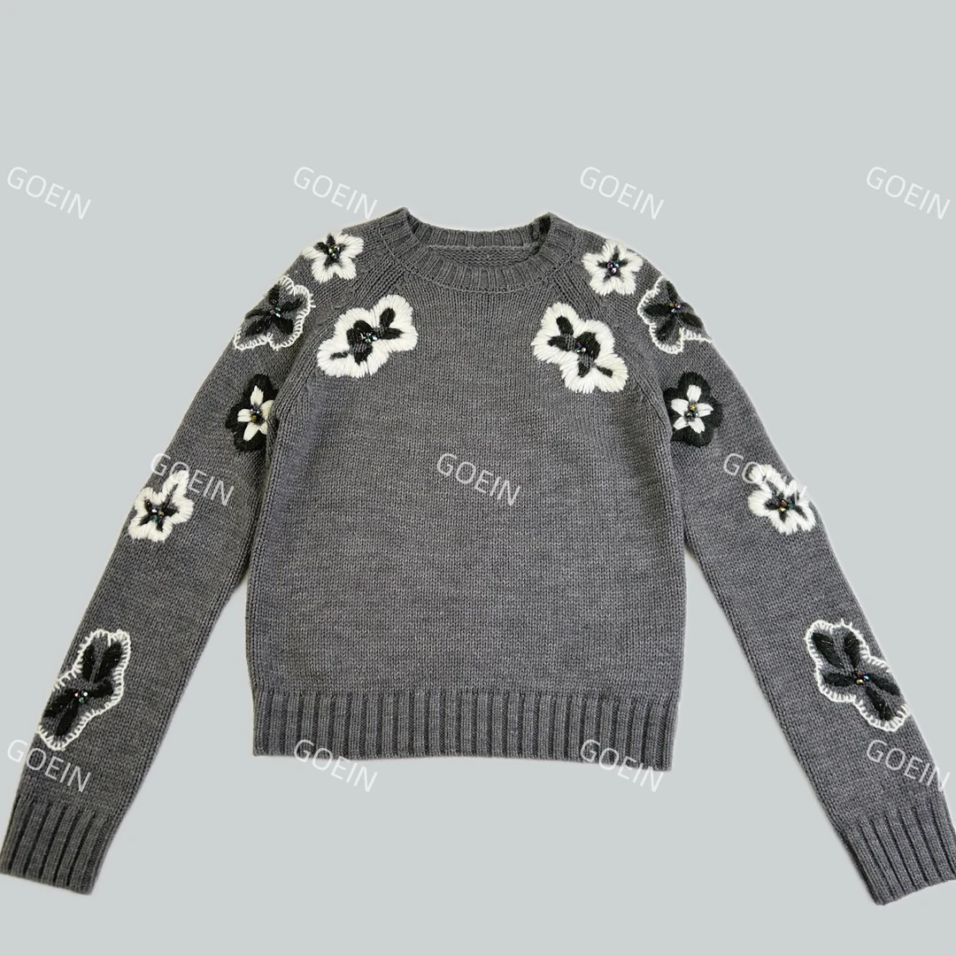 定制刺绣优雅气质修身针织女士毛衫