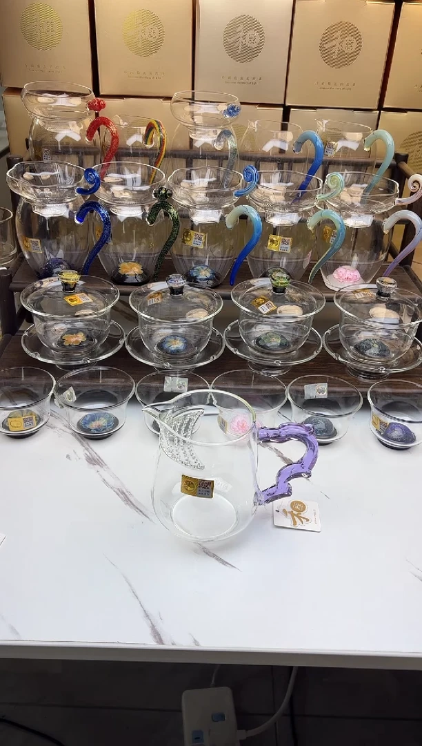 手工艺品玻璃禾器 丰隆茶海浅紫