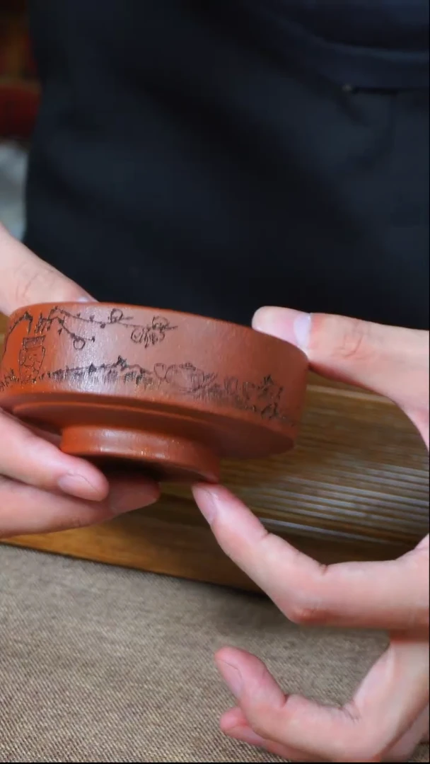 茶杯紫砂南柯记全手刻梅花普洱杯