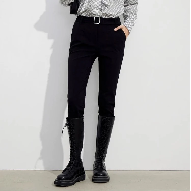 【小余专属】休闲裤弹力显瘦外穿黑色九分长裤秋冬FV00759