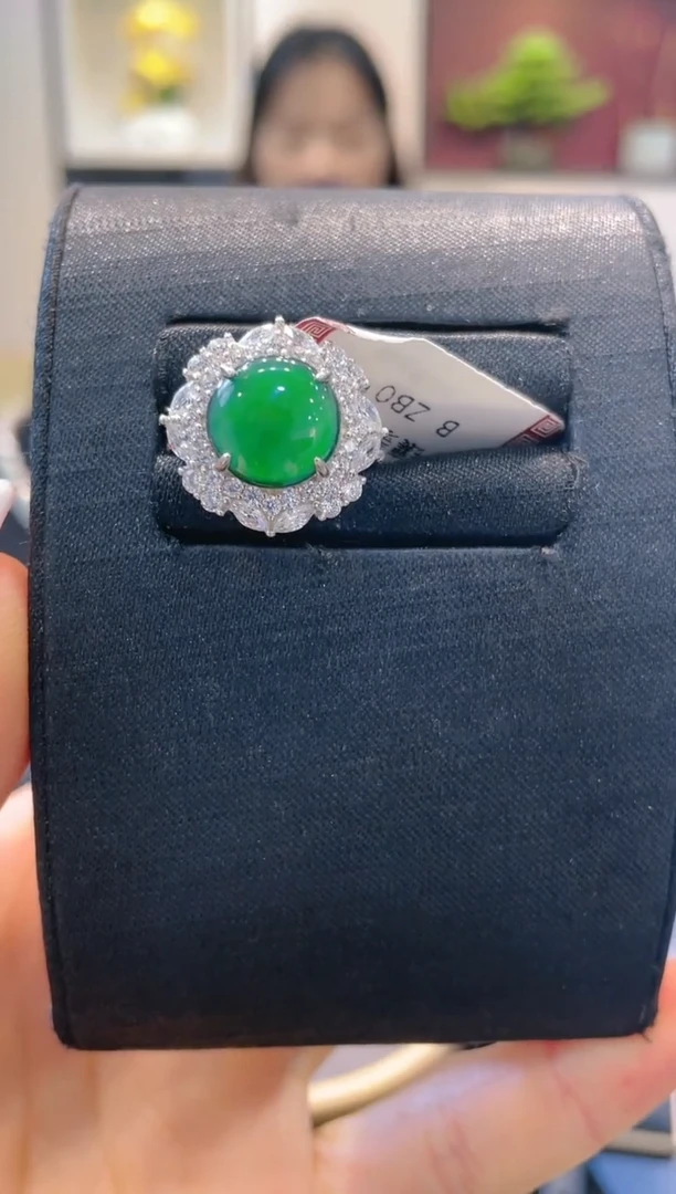 翡翠银S925镶嵌颈饰A61戒指