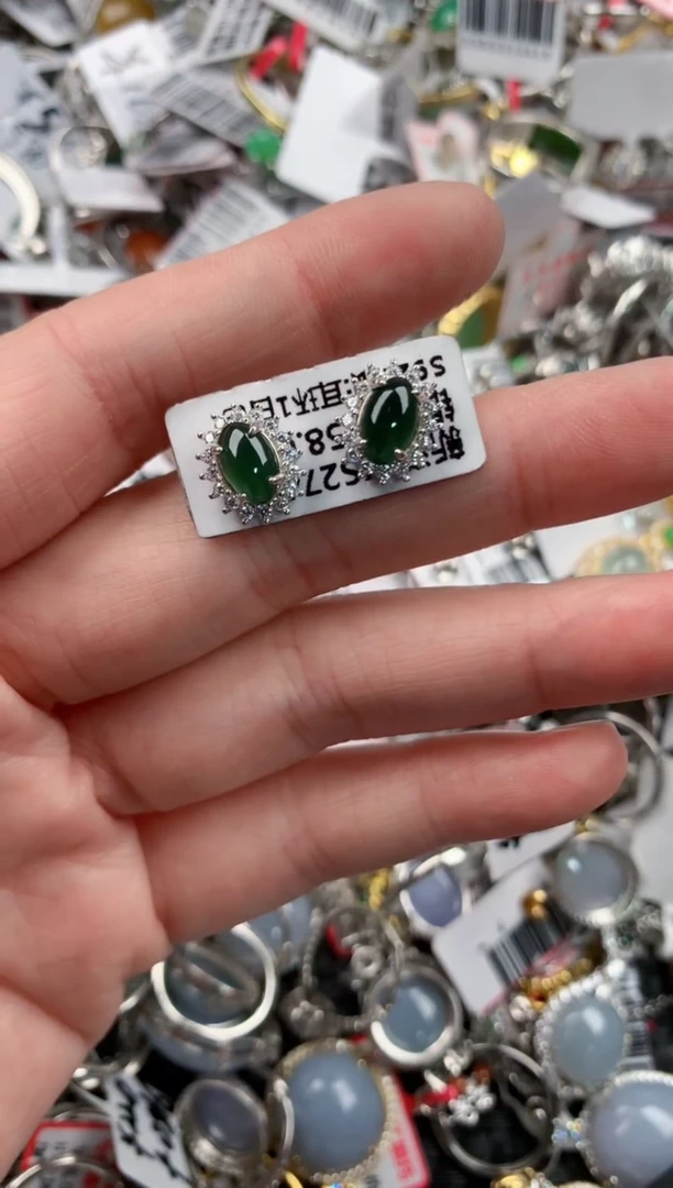 银S925镶嵌戒指翡翠3333---3