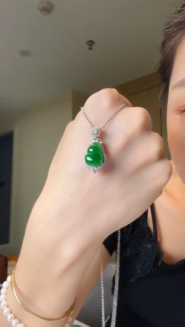 翡翠银S925镶嵌吊坠(不含链)天然翡翠吊坠