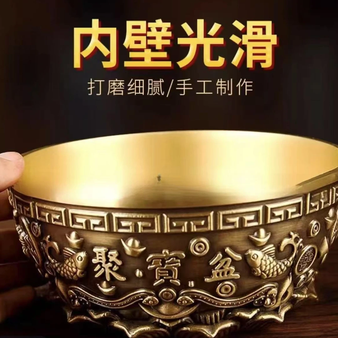 【铜德社】黄铜新款聚宝盆铜制家居摆件创意摆件装饰工艺品