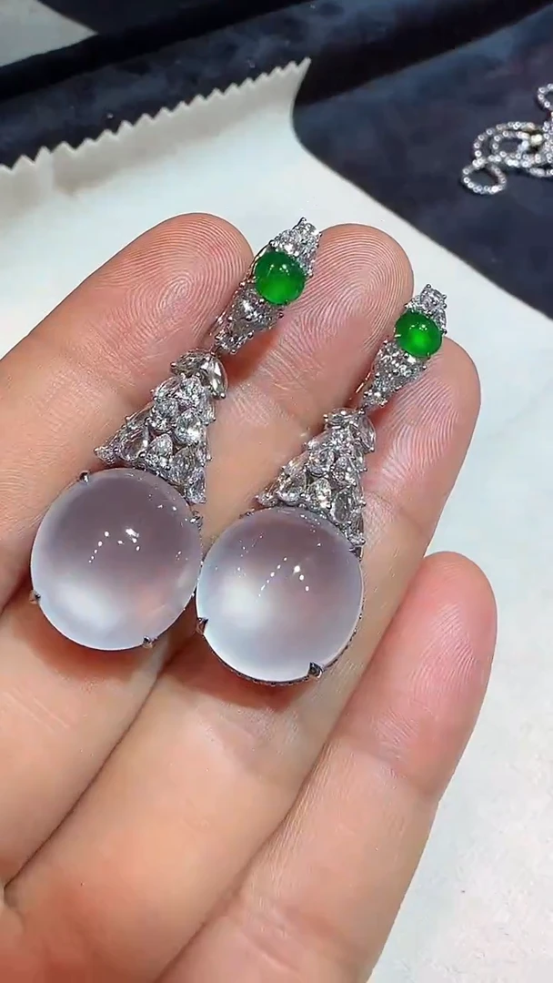 【闪购商品】翡翠耳饰18K金镶嵌耳钉