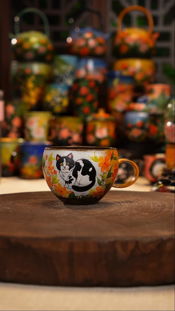 紫砂 油画釉下彩手绘