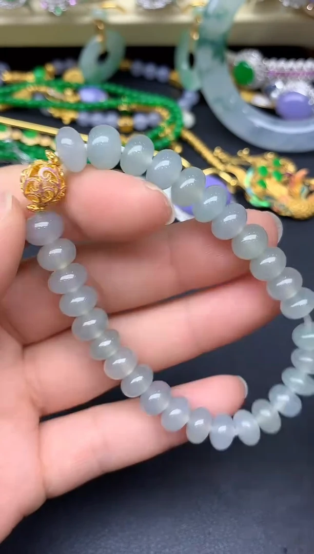 足金镶嵌手串翡翠126-雪姐翡翠天天见