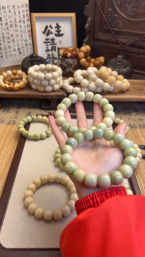 【闪购商品】菩提根/象牙果手串卡15青苹果桶珠手串101
