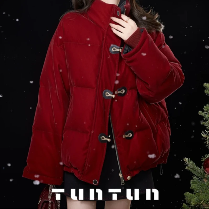 小众设计 【跨年夜 双面可穿】新年战袍红黑撞色羽绒服