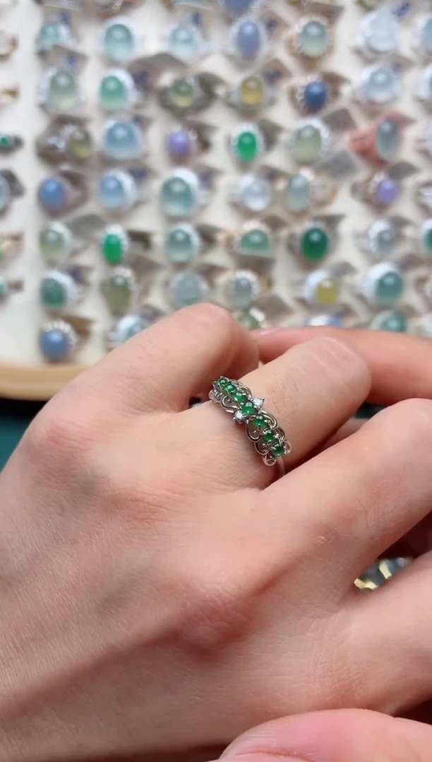 银S925镶嵌戒指翡翠.