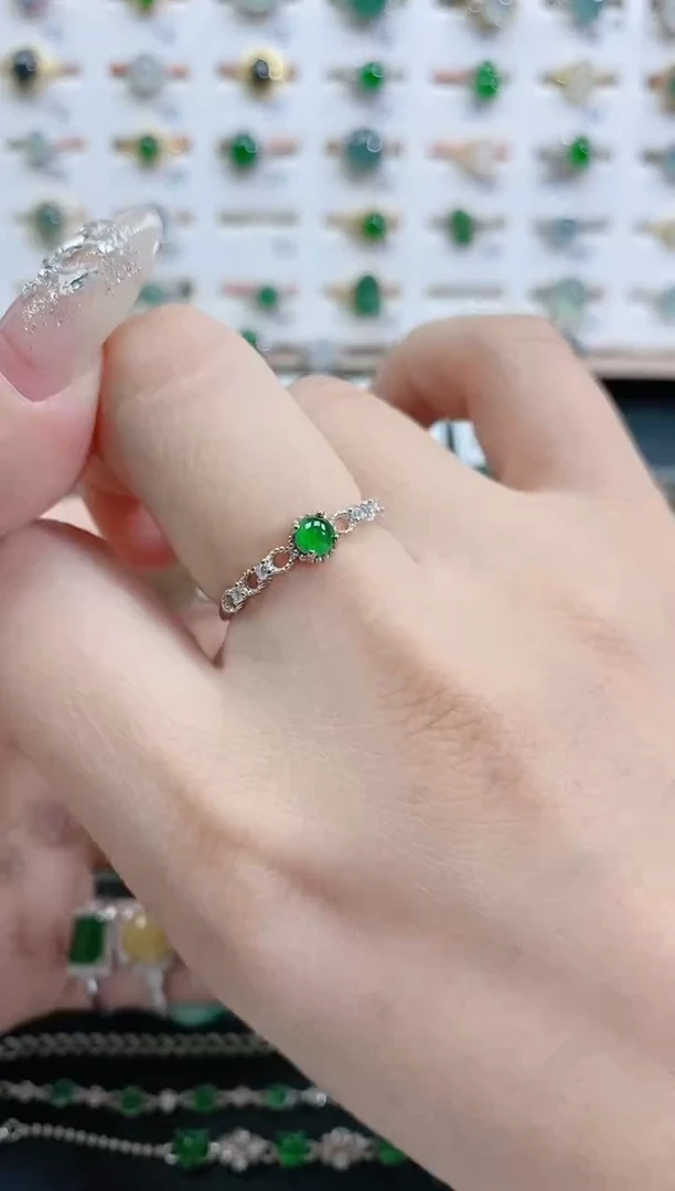 银S925镶嵌戒指翡翠天然翡翠