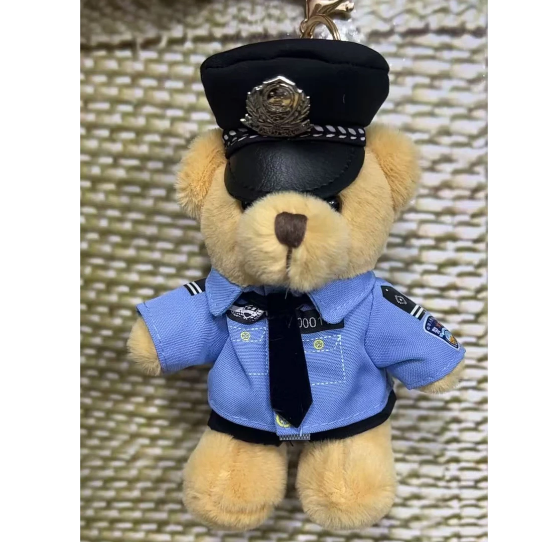 可爱交警小熊公仔毛绒玩具包包玩偶挂饰钥匙扣机车装饰品新款