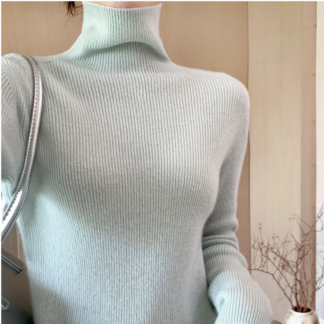 erchun/尔纯9086款100%山羊绒女士秋冬修身时尚百搭堆堆领羊绒衫