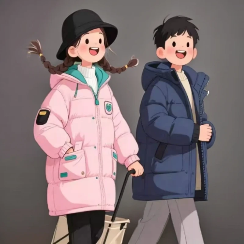 L男女童三色中长款羽绒服