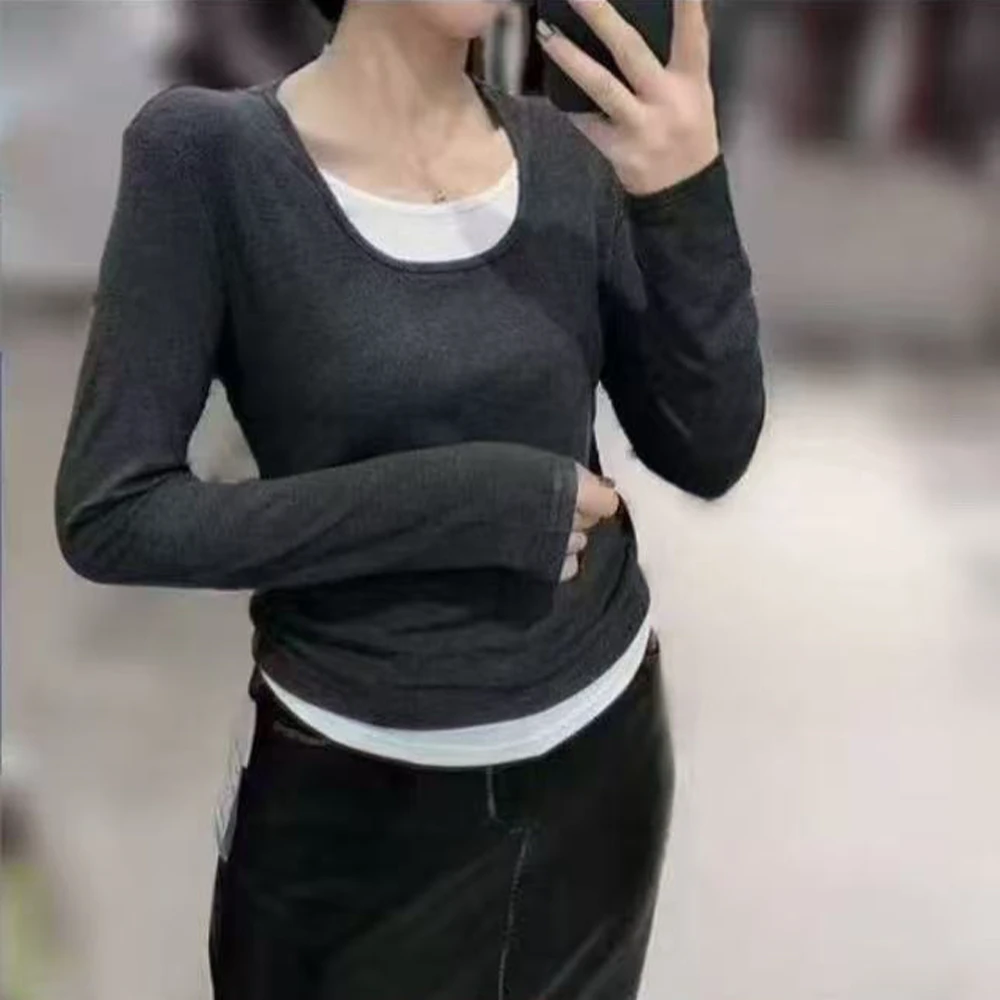 【panpan家】巨显瘦长袖T假两件拼接panpan自留款