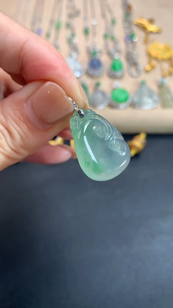 翡翠18K金镶嵌吊坠(不含链)如意|1580+0