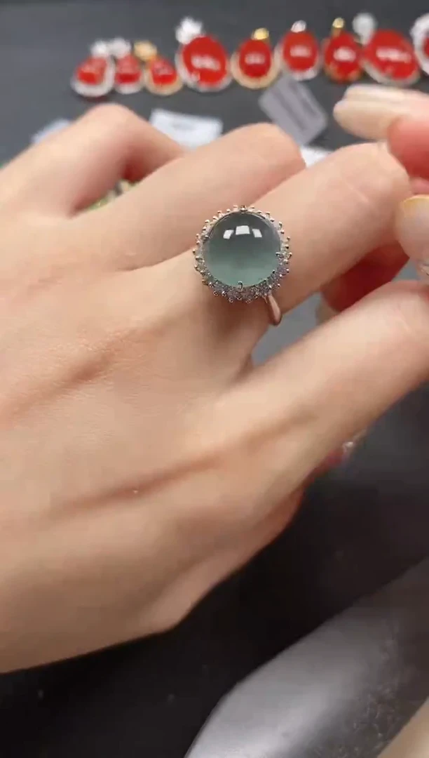 银S925镶嵌戒指翡翠51611