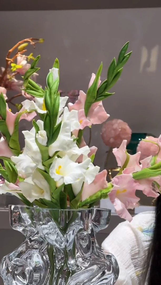 仿真花【剑兰花】4白4粉