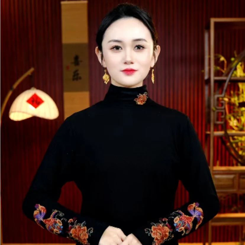 [夜幕中式]气质优雅百搭新中式刺绣打底衫