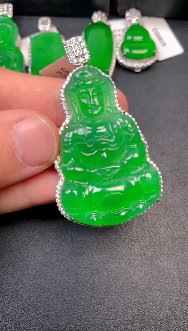 吊坠(不含链)银S925镶嵌翡翠吊坠