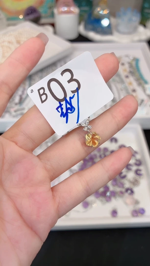 吊坠(不含链)银S925镶嵌水晶多样性发一B03