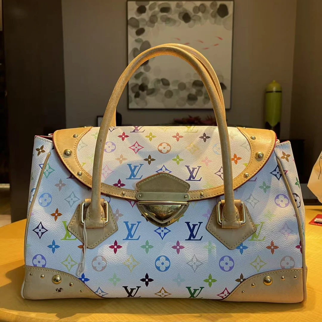 95新 LouisVuitton/路易威登 白三彩元宝大号梦露/手提包