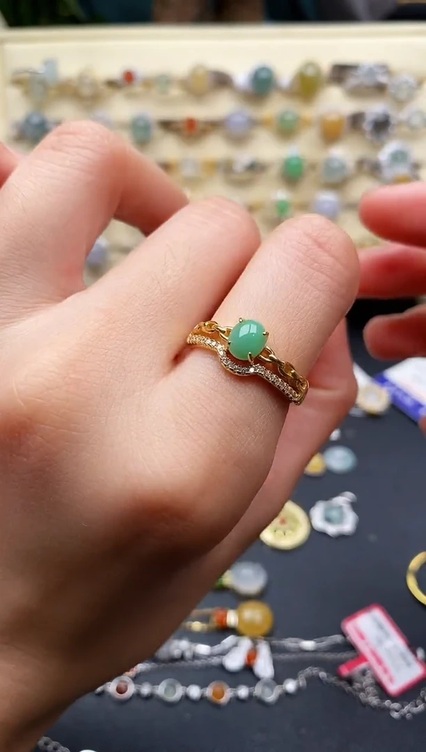 翡翠戒指银S925镶嵌44444444+5