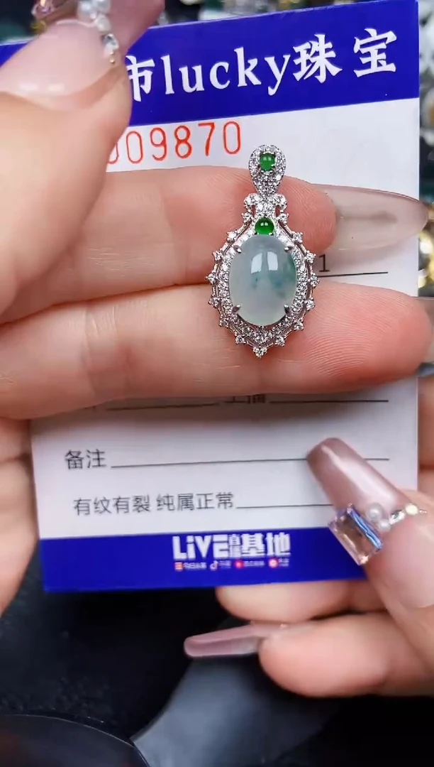 翡翠银S925镶嵌颈饰9870