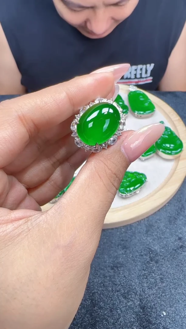 未镶嵌定制翡翠翡翠戒指93