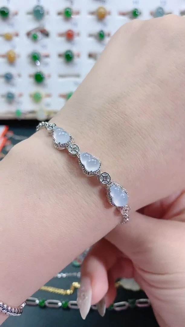 银S925镶嵌手链翡翠天然翡翠