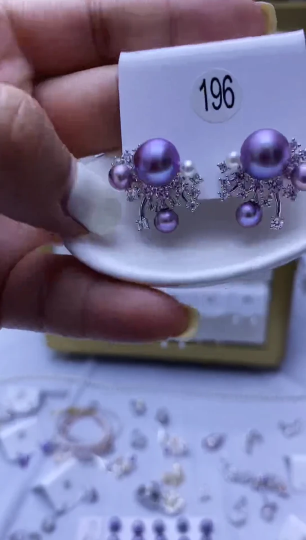 银S925镶嵌耳饰淡水珍珠196