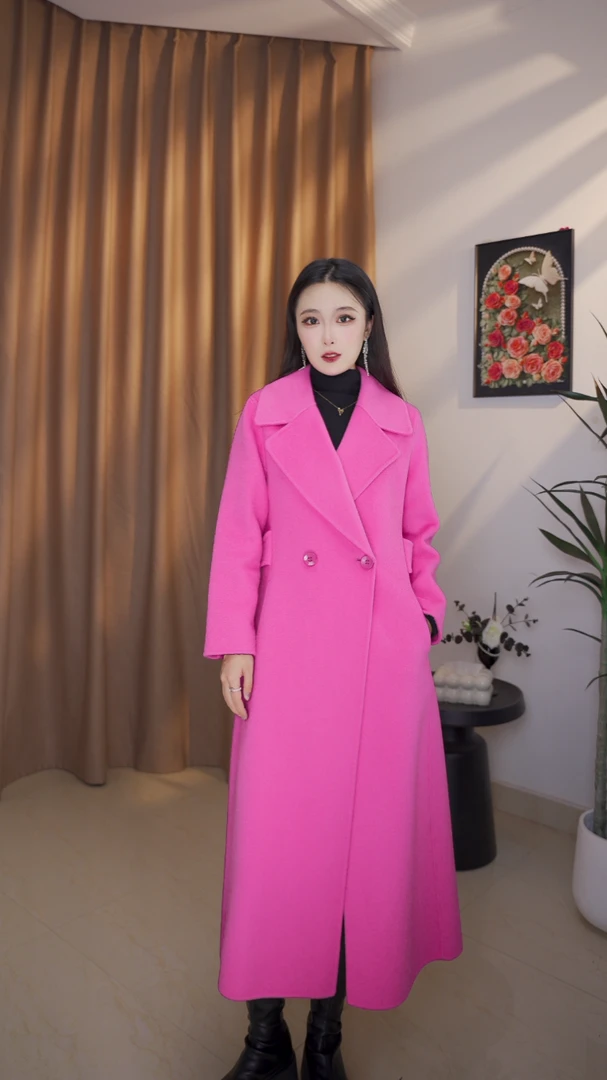 【粉面含春】100%羊毛小个子自然收腰大衣