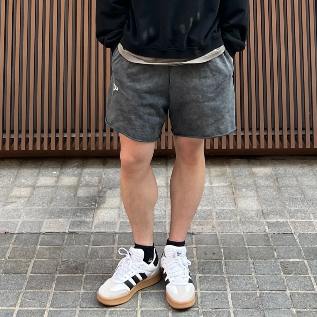 ACKMANCA S03W 水洗做旧返潮复古短裤 4分裤 重磅毛圈短裤