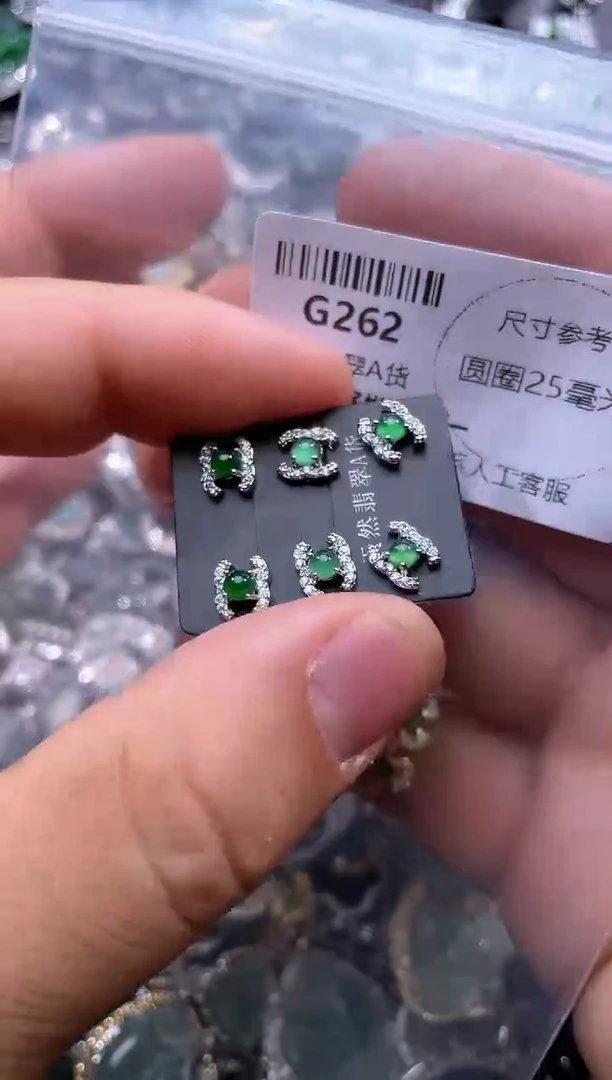 【闪购商品】翡翠颈饰未镶嵌G262耳钉 多样性发其一