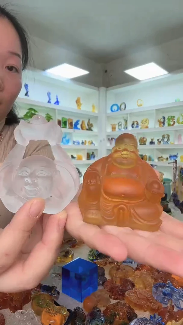 手工艺品琉璃弥勒两个