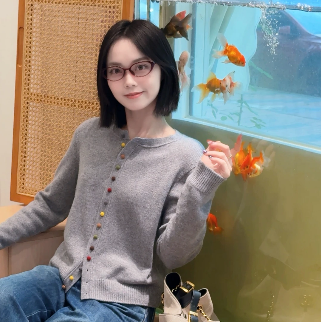 GIRDEAR/哥弟秋冬新款休闲设计感-彩色诱惑-山羊绒开衫外套148064