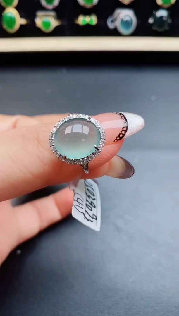 翡翠戒指银S925镶嵌5080505