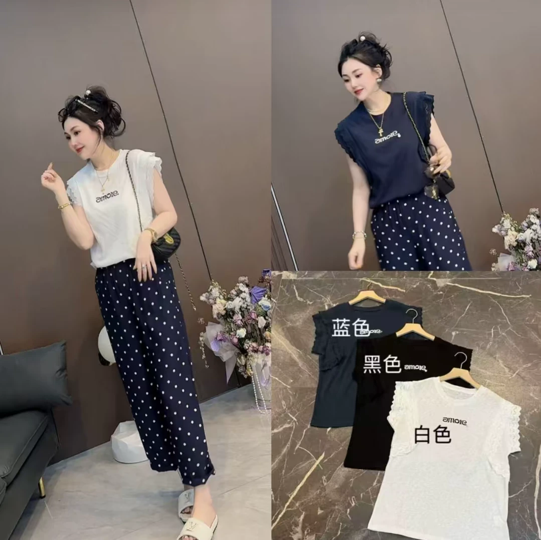 设计感蕾丝拼接短袖T恤女2025夏季新款洋气休闲百搭修身显瘦上衣