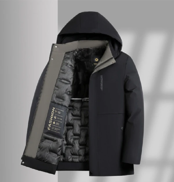 男士冬季派克服！轻奢升级版内里一体加绒加厚连帽中长款棉服878