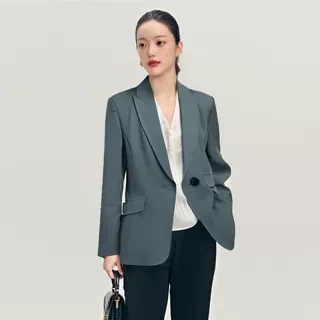 【沫】成熟复古商务戗驳领质感一粒扣纯色西装外套女品牌25秋