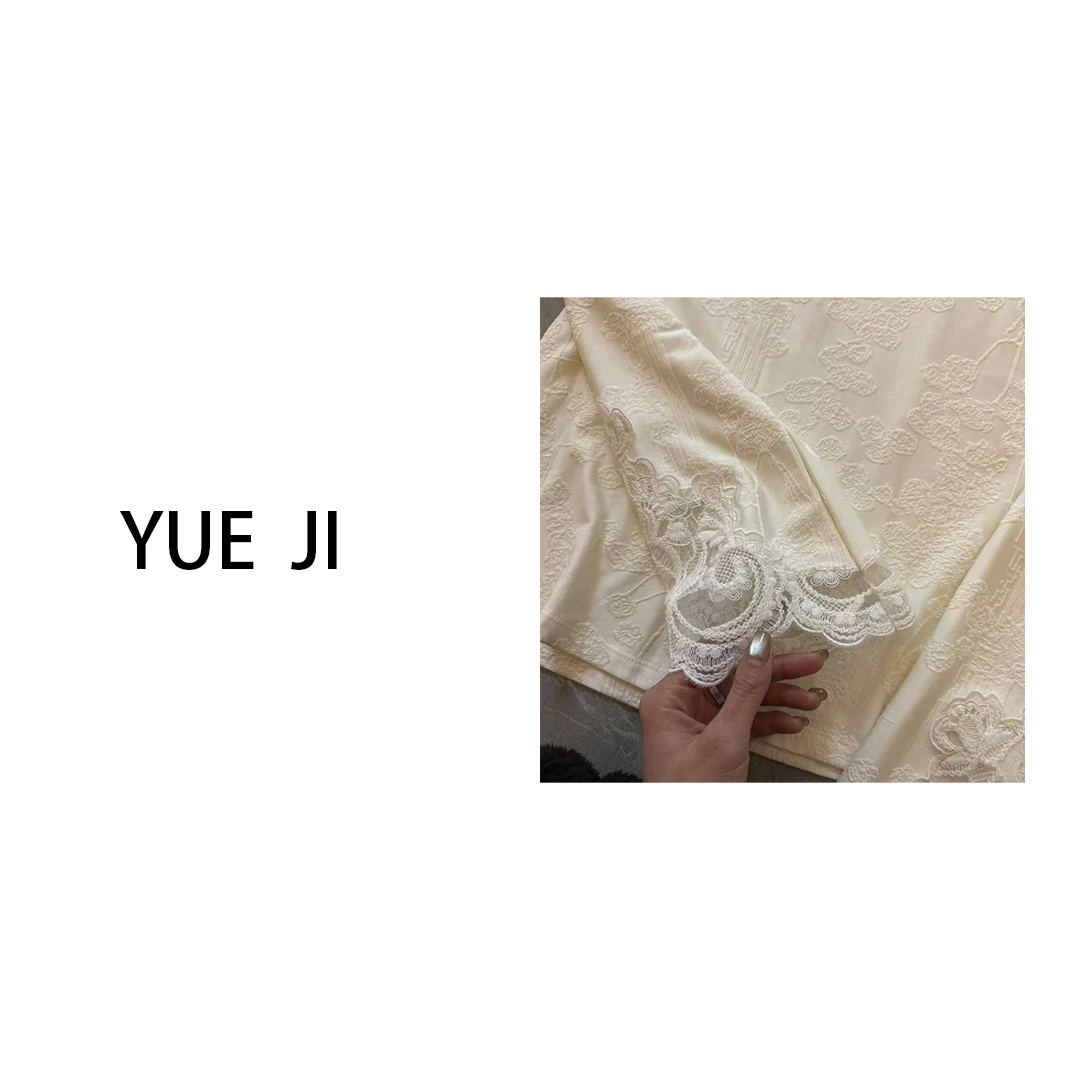 YUE JI 蕾丝长袖时尚百搭宽松小衫 2502-023