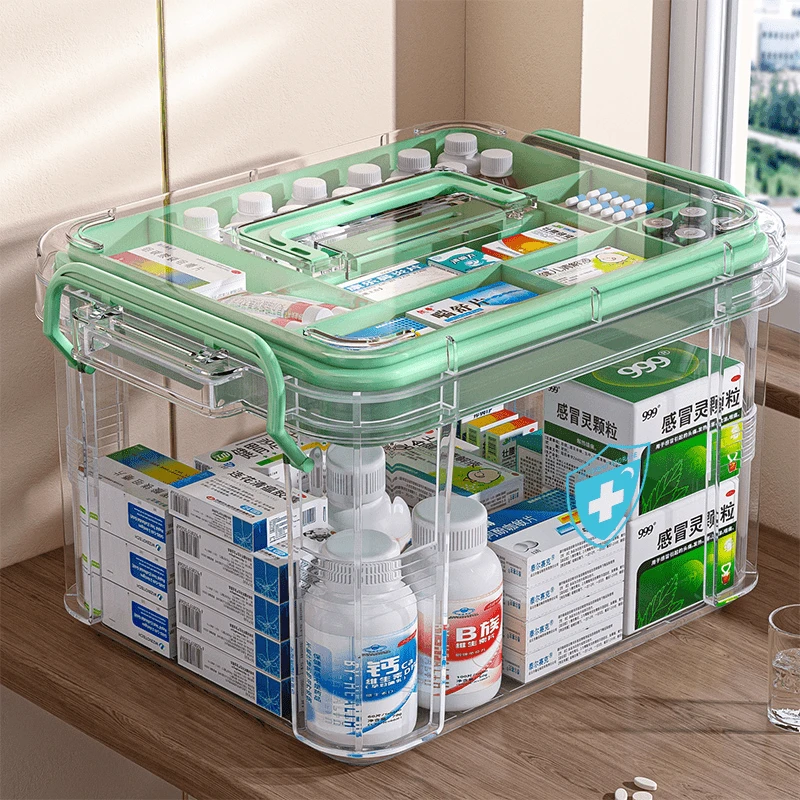 家用药箱药盒收纳盒储物应急大容量药物收纳透明急救箱医疗箱