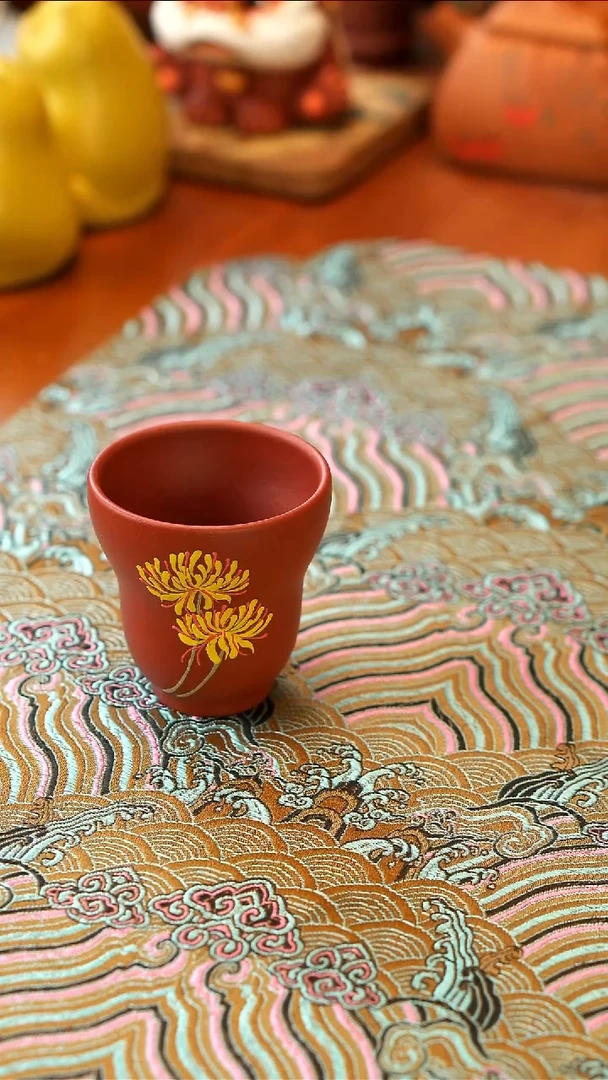 【闪购商品】紫砂茶壶朱泥葫芦杯 彼岸花
